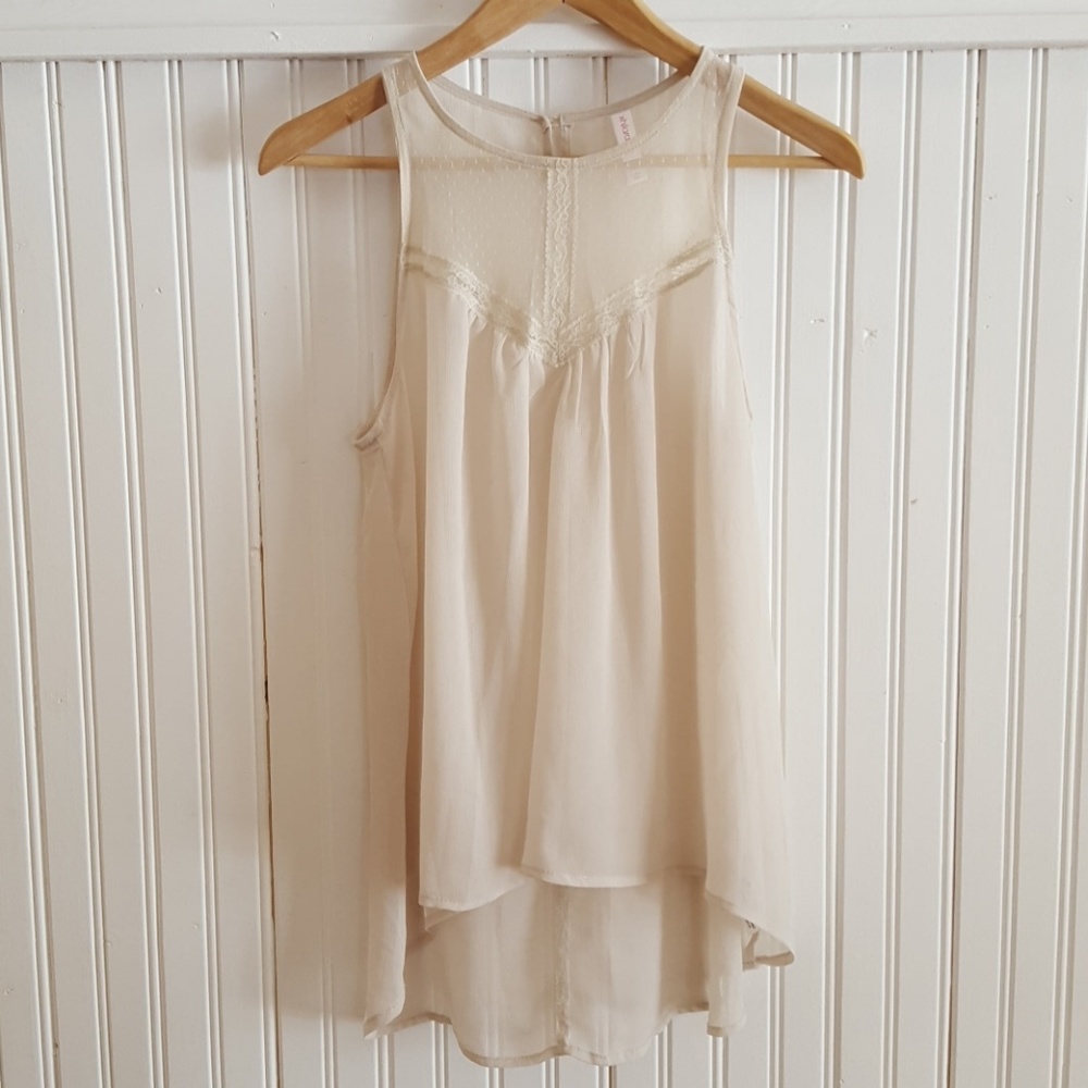 Top Sleeveless Elegant Tank Dressy Casual Lace Sm